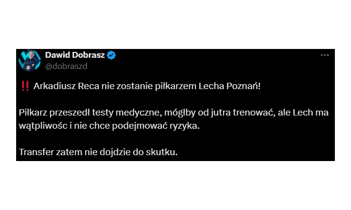ZWROT AKCJI w sprawie Recy! Miał być Lech, a teraz...